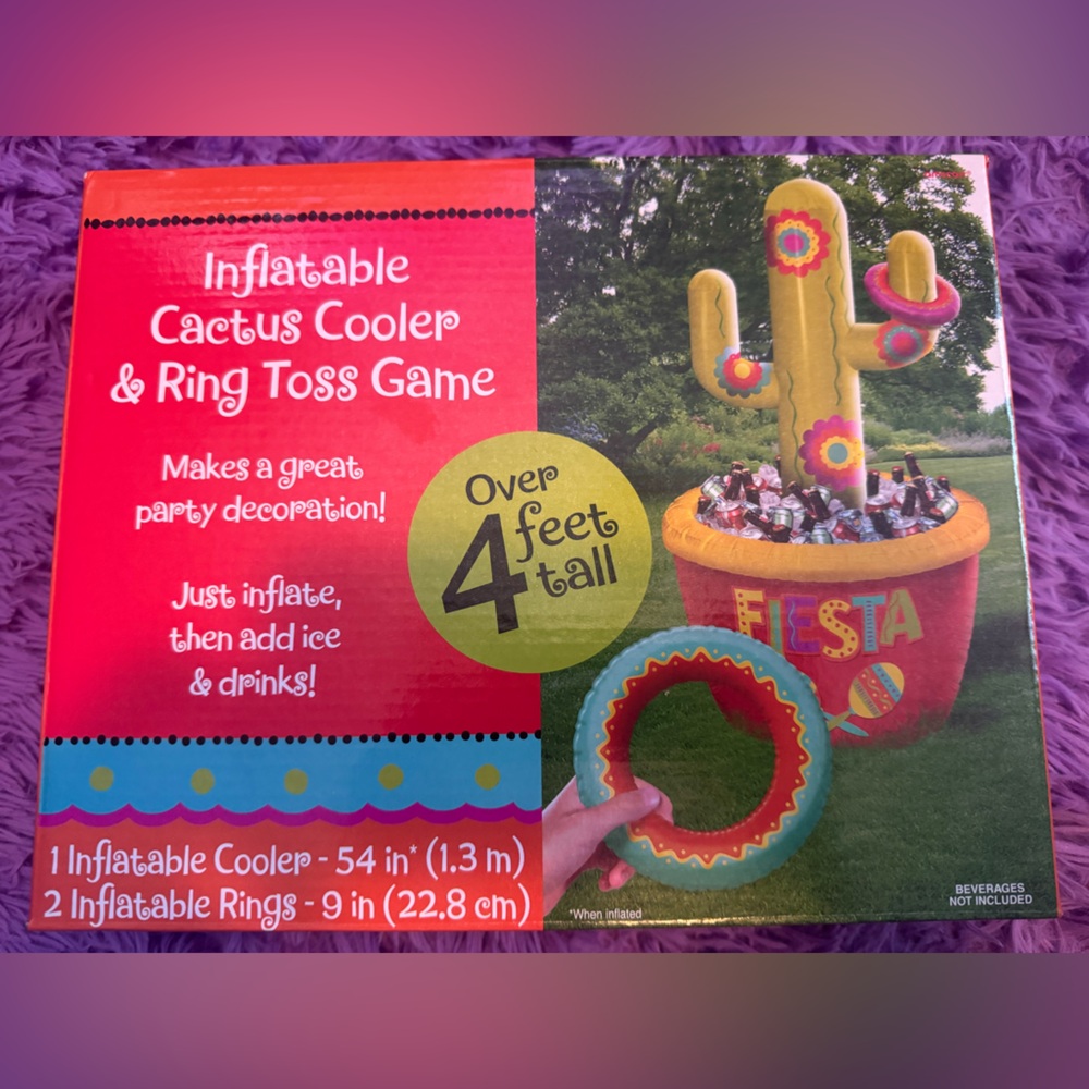 Fiesta Inflatable Cactus Cooler & Ring Toss Game